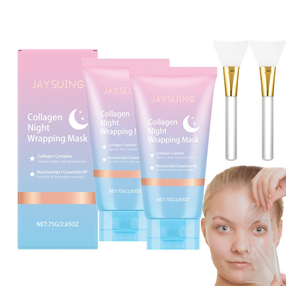 2er-Pack Collagen Night Wrapping Mask, Collagen Overnight Wrapping Peel Off Kollagen Maske, Bio Collagen Face Mask, Collagen Maske Gesicht Overnight, Hydrolyzed Collagen for Glowing Skin