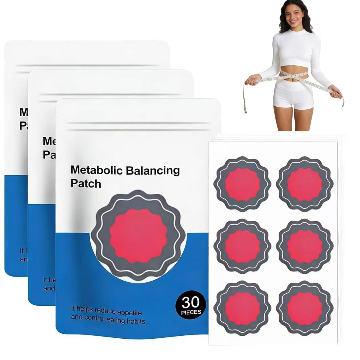 90 Stück Abnehmpflaster Metabalancepatch, Berberin Pflaster mit pflanzlichen Extrakten, Figurpflege für Bauch & Taille, diskret im Alltag & hautfreundlich,für alle Körpertypen, Vorteilspack