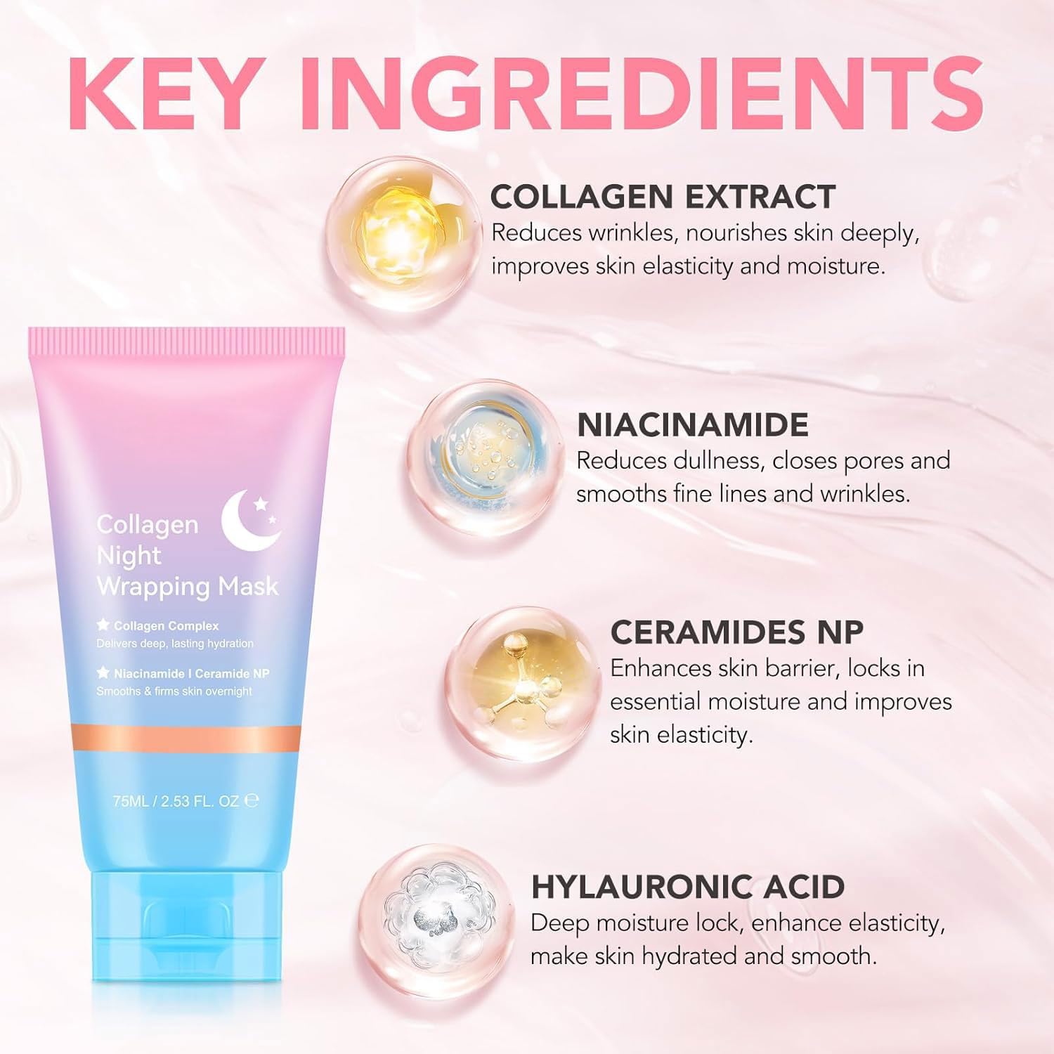 2er-Pack Collagen Night Wrapping Mask, Collagen Overnight Wrapping Peel Off Kollagen Maske, Bio Collagen Face Mask, Collagen Maske Gesicht Overnight, Hydrolyzed Collagen for Glowing Skin